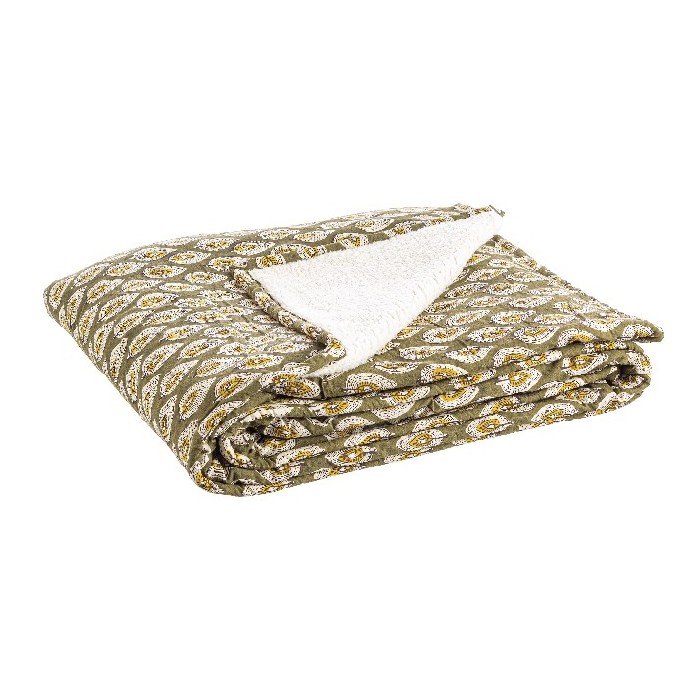 household-goods/blankets-throws/bizzotto-reims-green-with-leaf-blanket-130-x-180cm