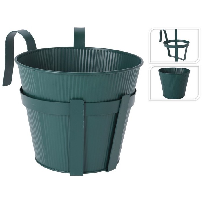 gardening/pots-planters-troughs/planter-ribbed-metal-dark-green