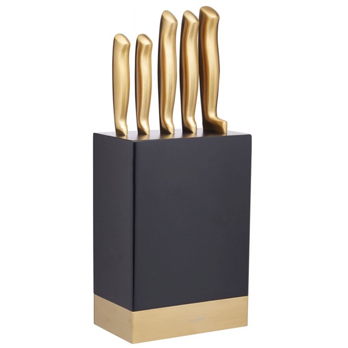 kitchenware/miscellaneous-kitchenware/kitchen-craft-knife-block-black-gold-5-pieces