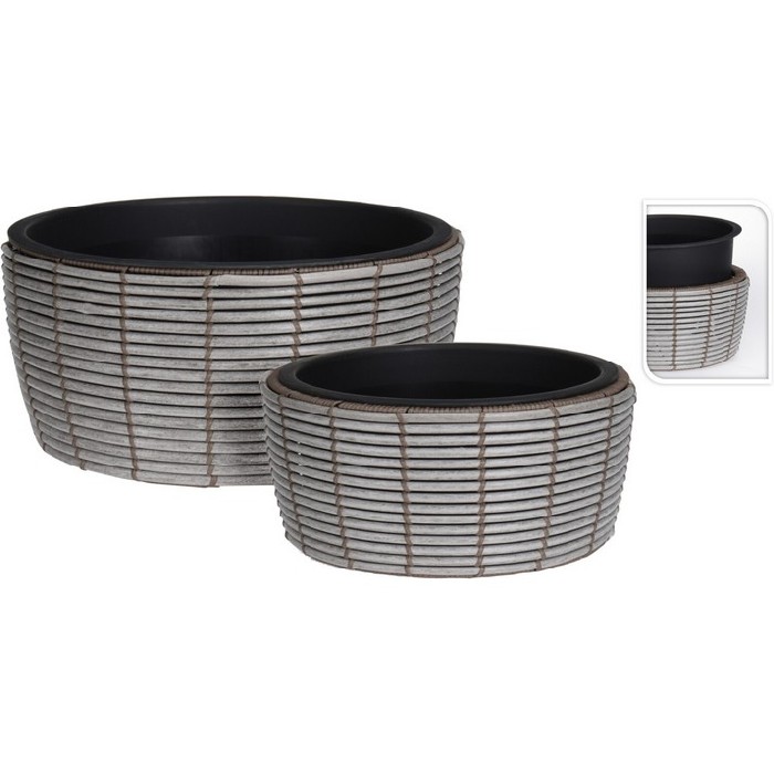 gardening/pots-planters-troughs/plant-pot-round-set-2pcs-grey