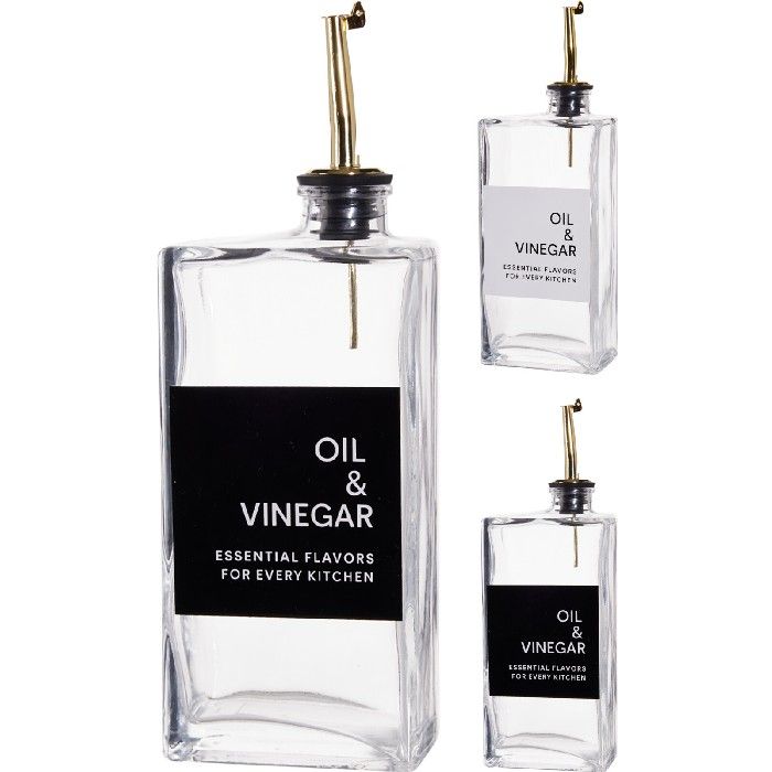 Glass Oil and Vinegar Bottle with Pourer 500ml (2 Assorted Designs)