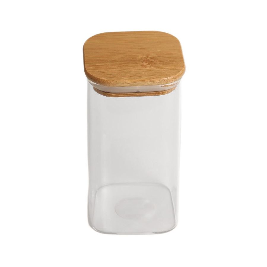 SQUARE GLASS STORAGE JAR 750 ML