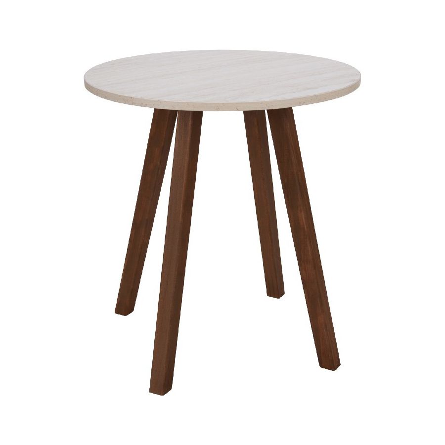 MARBLE LOOK SIDE TABLE WITH PINE WOOD LEGS 35cm