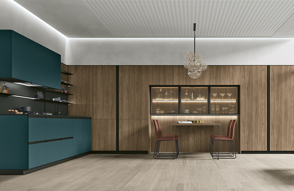 Stosa Metropolis kitchen - high visual impact with mixed materials