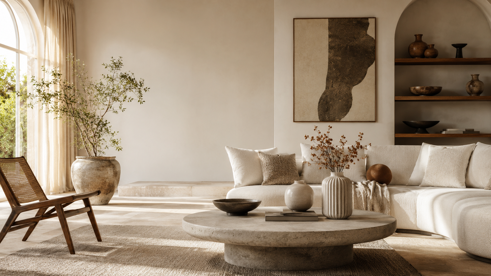 Warm contemporary home decor interior