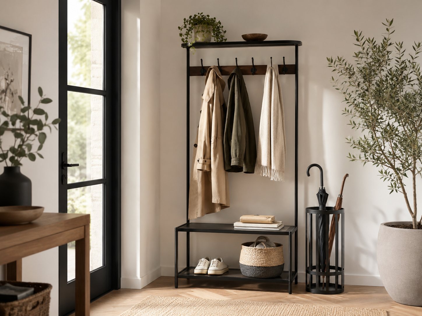 Coat and umbrella racks
