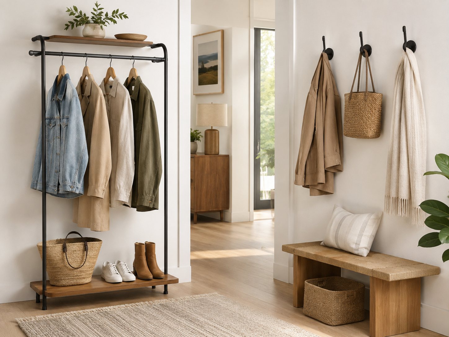 Garment racks and wall hooks
