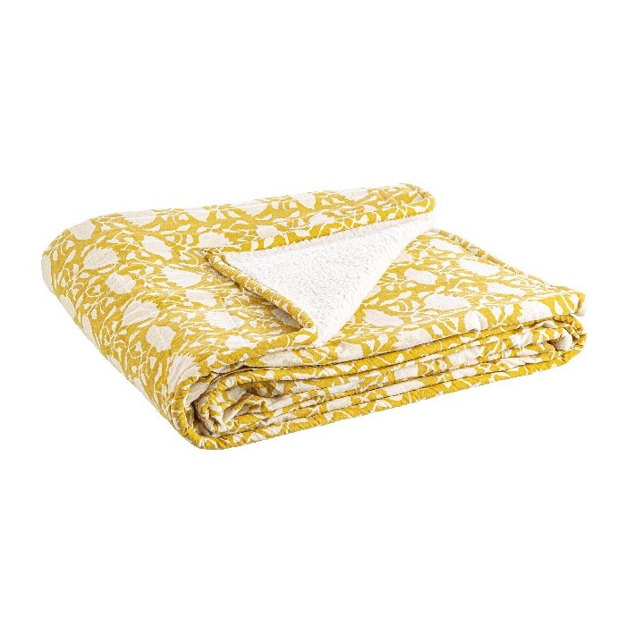 home-textiles/blankets-throws/bizzotto-chambery-ochre-with-ivory-flower-blanket-130cm-x-180cm