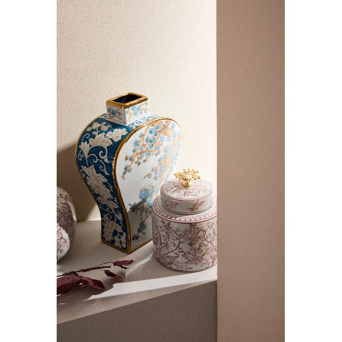 home-decor/vases/bizzotto-cai-cylindrical-red-white-vase-with-lid-h19cm