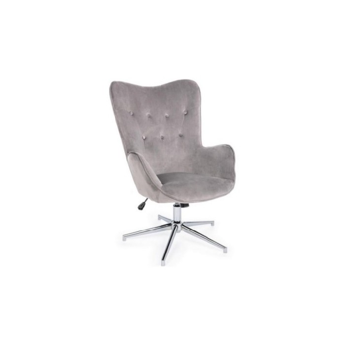 sofas/designer-armchairs/farida-swivel-armchair-with-chromed-steel-frame-and-grey-velvet-seat