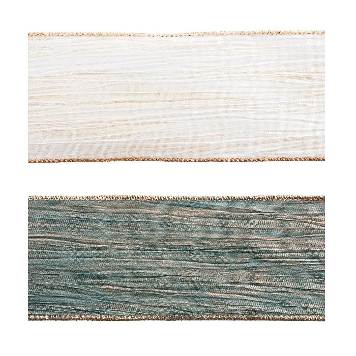 christmas/wrapping-paper-ribbons/bizzotto-twisted-cream-and-green-ribbon-4m-2-assorted