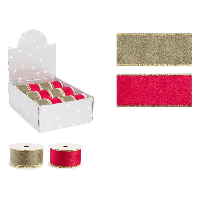 christmas/wrapping-paper-ribbons/velvet-ribbon-–-5m-red-dark-green-assorted-set-of-2