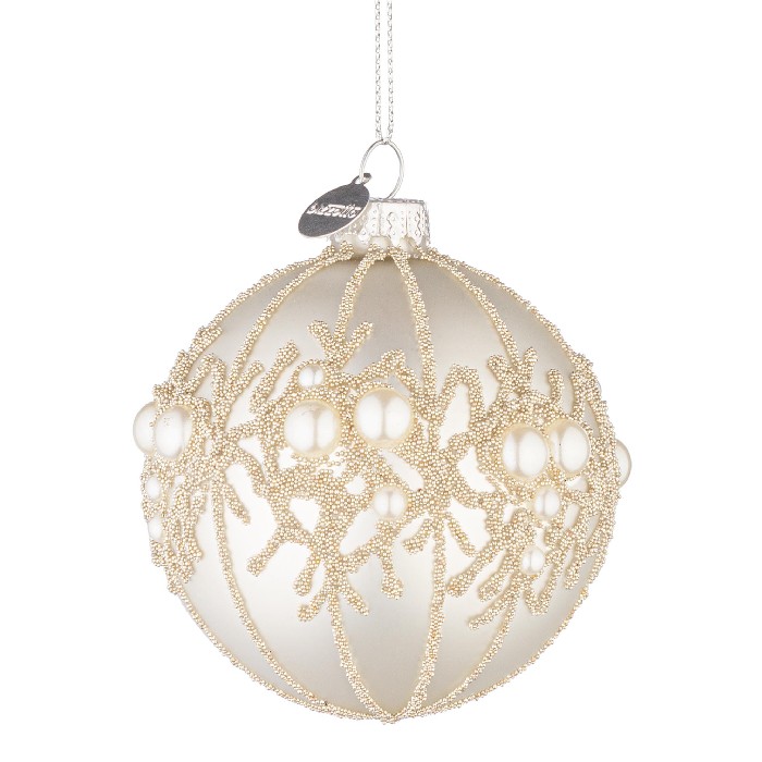 christmas/baubles/bizzotto-gem-white-glass-ball-diameter-8cm