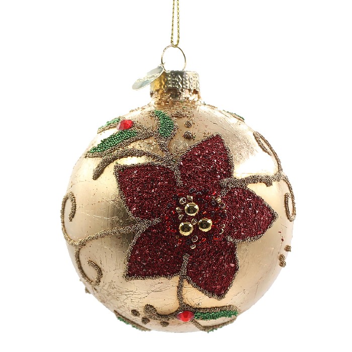 christmas/baubles/bizzotto-poinsettia-gold-glass-ball-diameter-8cm