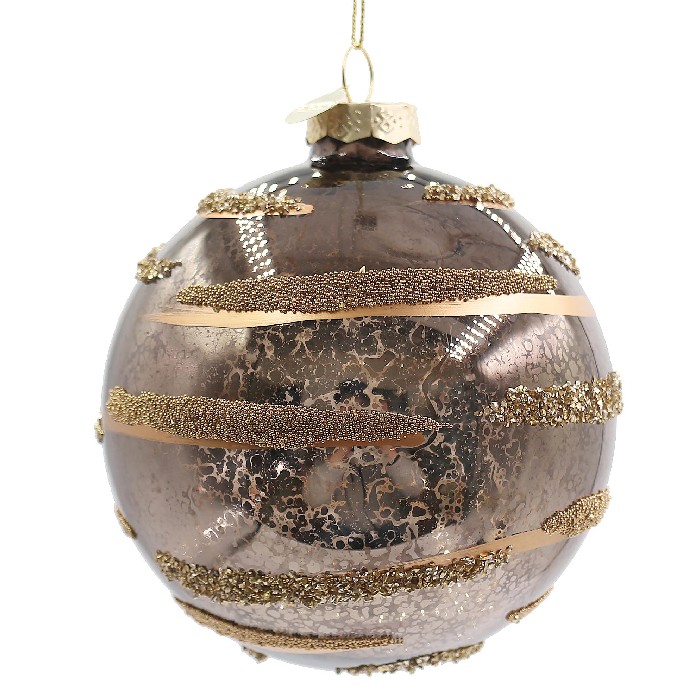 christmas/baubles/bizzotto-streaks-brown-glass-ball-diameter-10cm