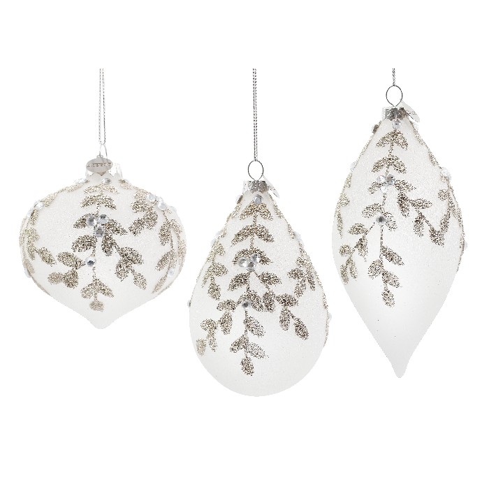 christmas/baubles/bizzotto-leafglow-white-glass-ornaments-3-assorted