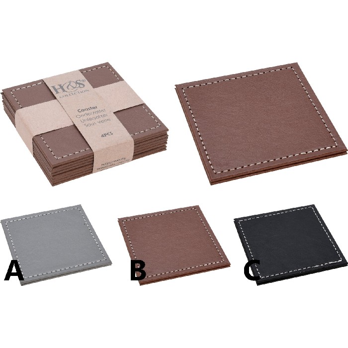 tableware/placemats-coasters-trivets/coaster-pu-4pcs-10cm-x-10cm-3-assorted