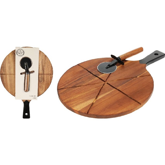 kitchenware/miscellaneous-kitchenware/excellent-houseware-pizza-cutting-board-set-acacia-wood