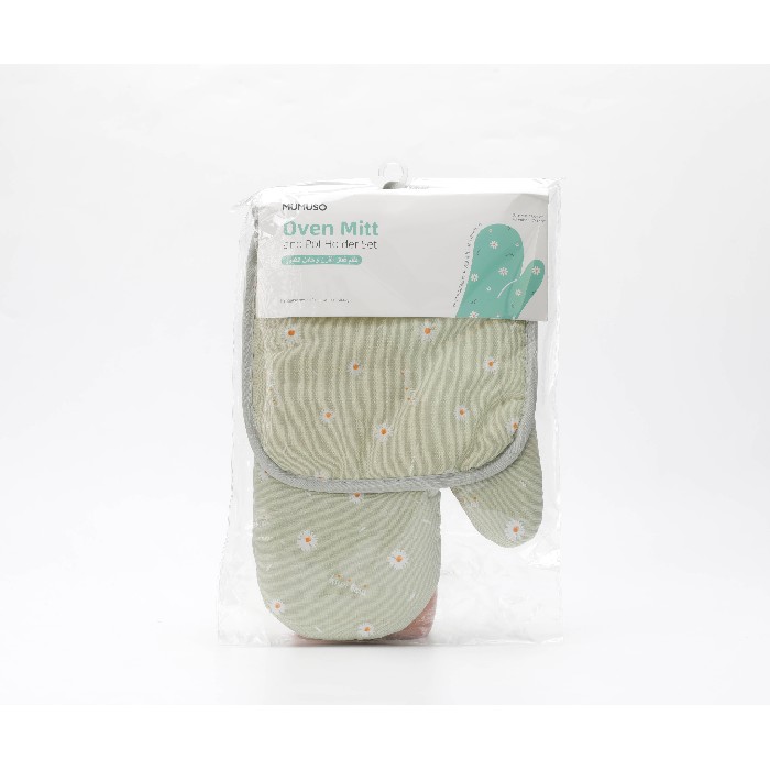 home-textiles/kitchen-textiles/mumuso-oven-mitt-and-pot-holder-set-daisylight-green