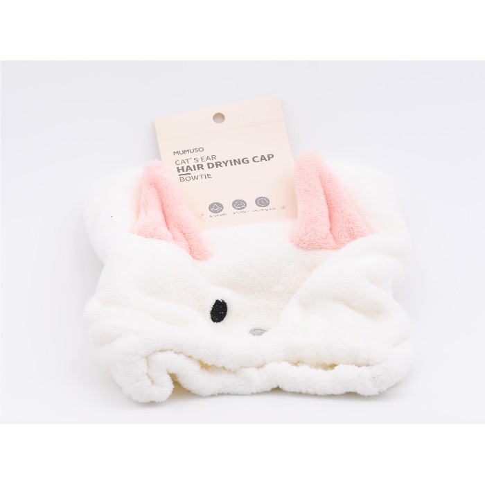household-goods/clothes-shoes-accessories/mumuso-cat-s-ear-hair-drying-cap-bowtiewhite