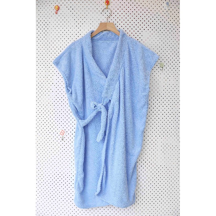 home-textiles/bath-linen-towels/mumuso-long-textured-bathrobe-with-short-sleeves-blue
