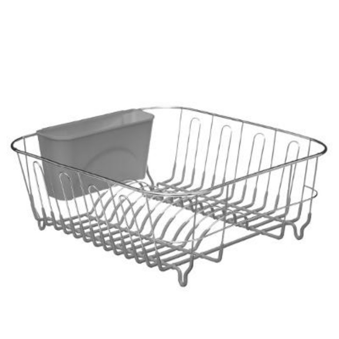 kitchenware/dish-drainers-accessories/5five-pvc-and-chrome-dish-drainer-grey