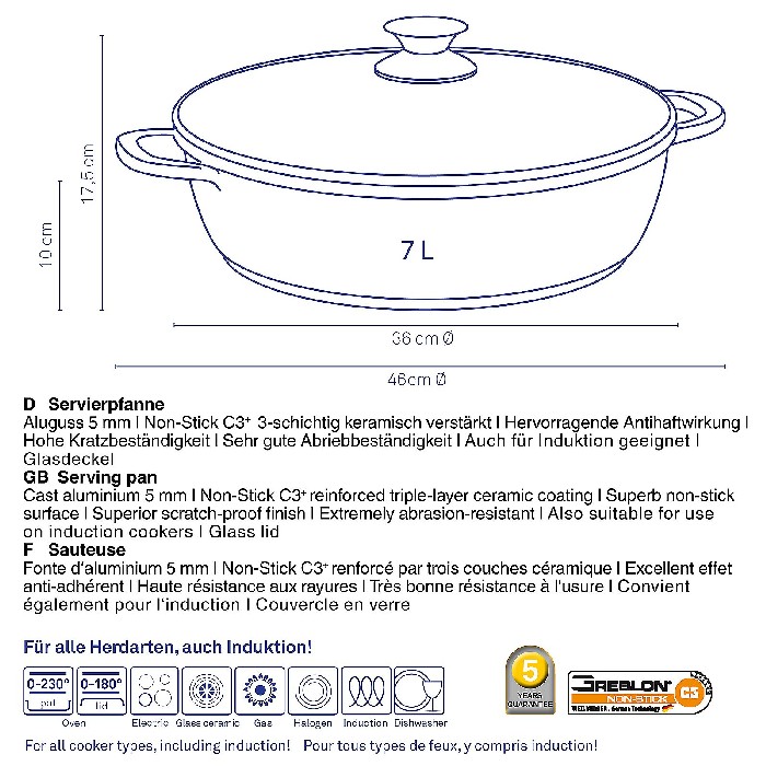 kitchenware/pots-lids-pans/kela-kerros-serving-pan-7l
