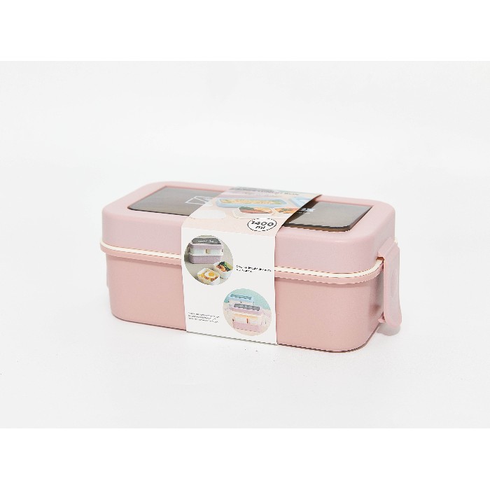 kitchenware/food-storage/mumuso-2-tier-lunch-box-pink1400-ml