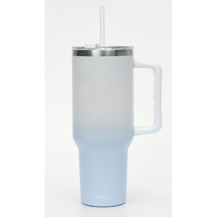 kitchenware/picnicware/mumuso-insulated-tumbler-with-handle-straw-cherry-blossom-collectionblue1200-ml
