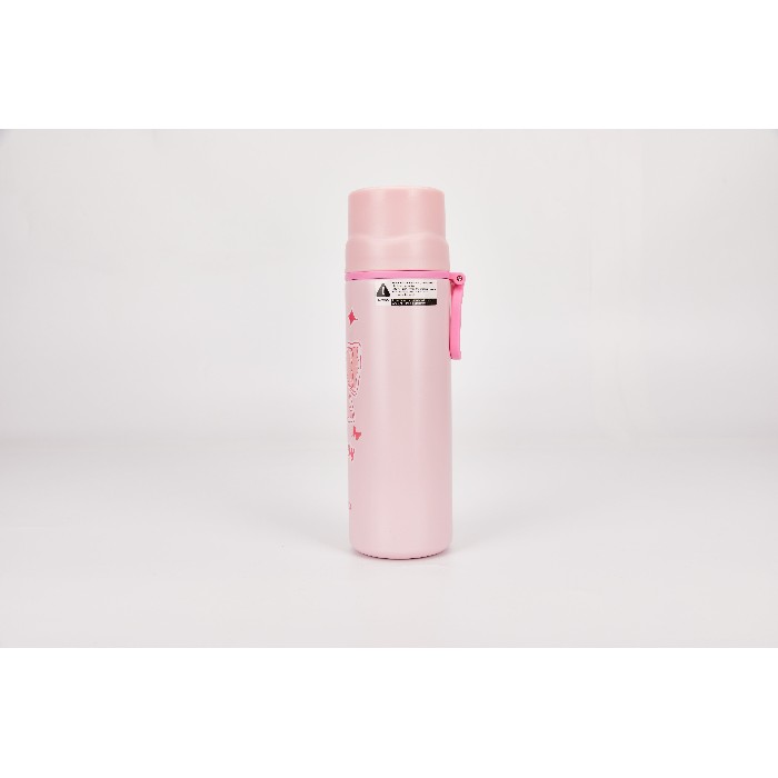 kitchenware/picnicware/mumuso-portable-insulated-water-bottle-with-small-cup-pink450-ml
