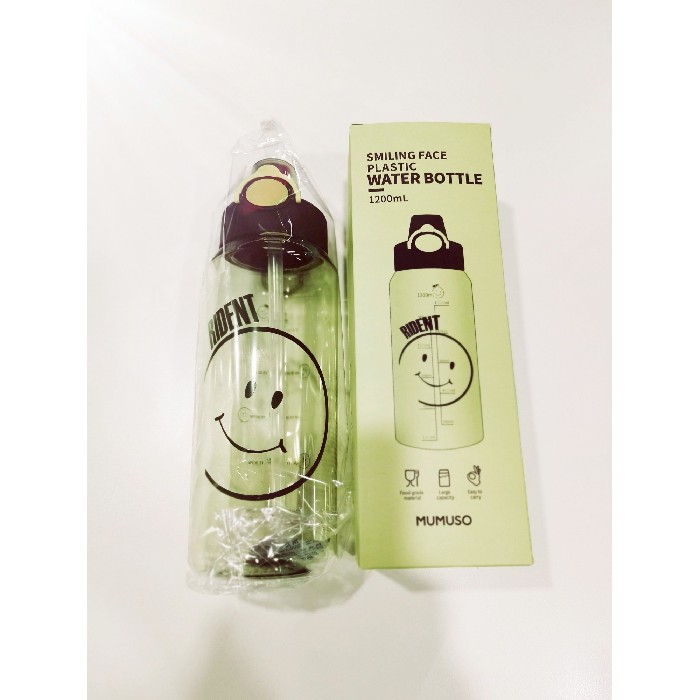 kitchenware/picnicware/mumuso-smiling-face-plastic-water-bottle-12-lgreen