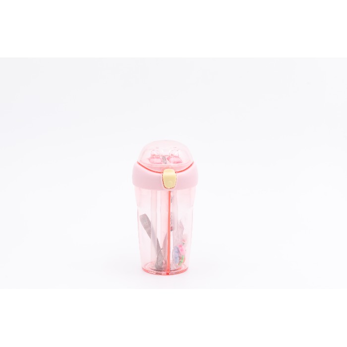 kitchenware/picnicware/mumuso-dual-use-water-bottle-with-two-straws-pink