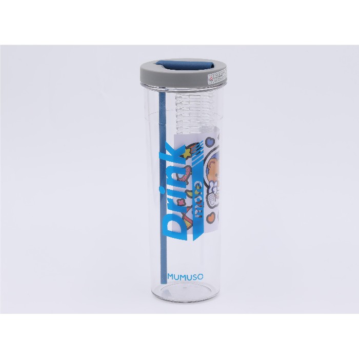kitchenware/picnicware/mumuso-plastic-water-bottle-with-foldable-straw-infuser-blue700-ml