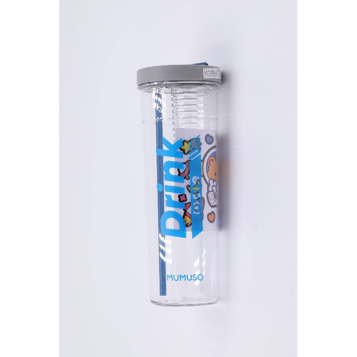 kitchenware/picnicware/mumuso-plastic-water-bottle-with-foldable-straw-infuser-blue700-ml