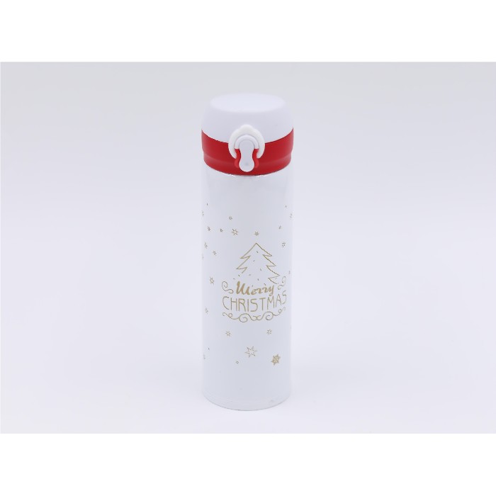 christmas/decorations/mumuso-christmas-insulated-water-bottle-with-flip-top-lid-white450-ml