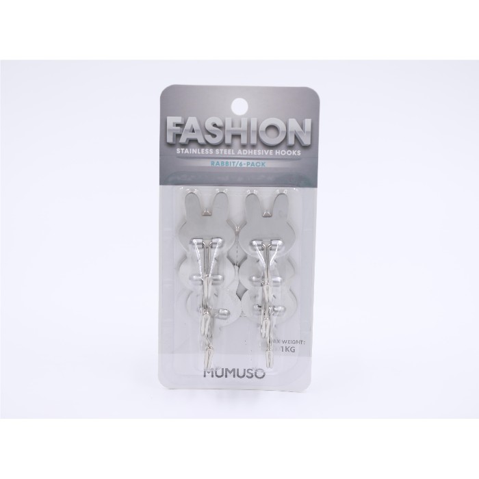 bathrooms/towel-rails-hooks/mumuso-stainless-steel-adhesive-hooks-rabbit6-pack