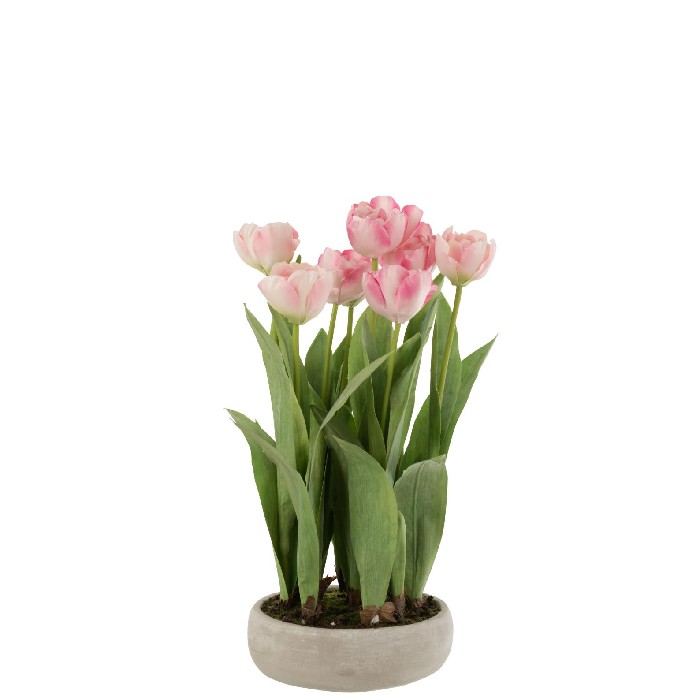 home-decor/artificial-plants-flowers/tulips-in-pot-cement-grey-plastic-pinkgreen