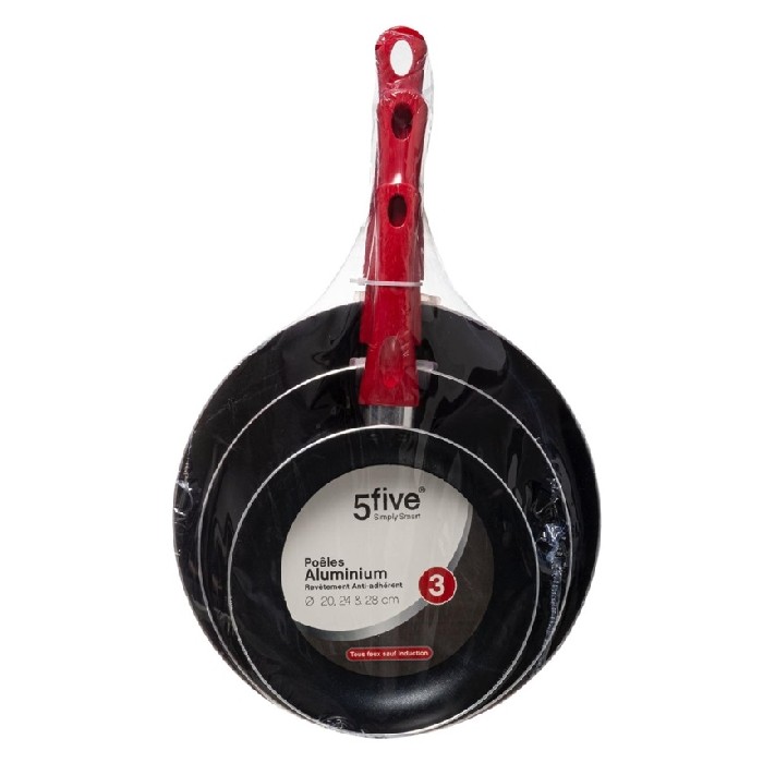 kitchenware/pots-lids-pans/5five-pans-set-of-3-red