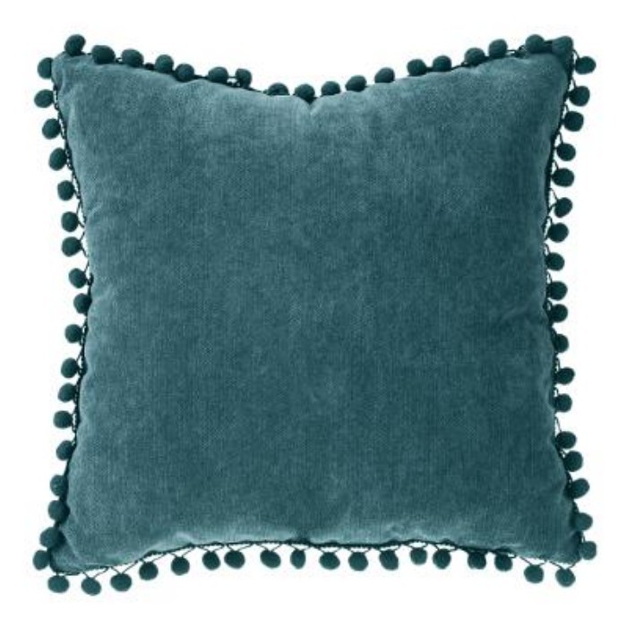 home-textiles/cushions-cushion-covers/atmosphera-blue-cushion-with-pompon-40cm-x-40cm