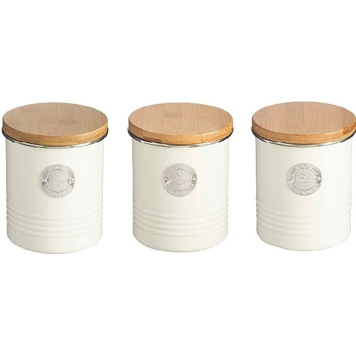 kitchenware/tea-coffee-accessories/typhoon-otto-set-of-3-cannisters-in-cream-tea-coffee-sugar