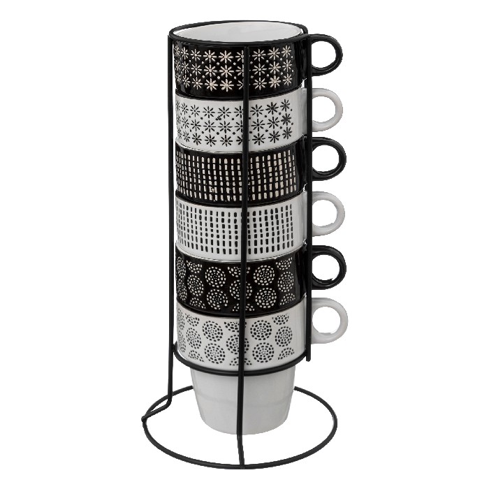kitchenware/racks-holders-trollies/sg-secret-de-gourmet-mugs-medium-set-of-6-on-rack-ethnik-26cl