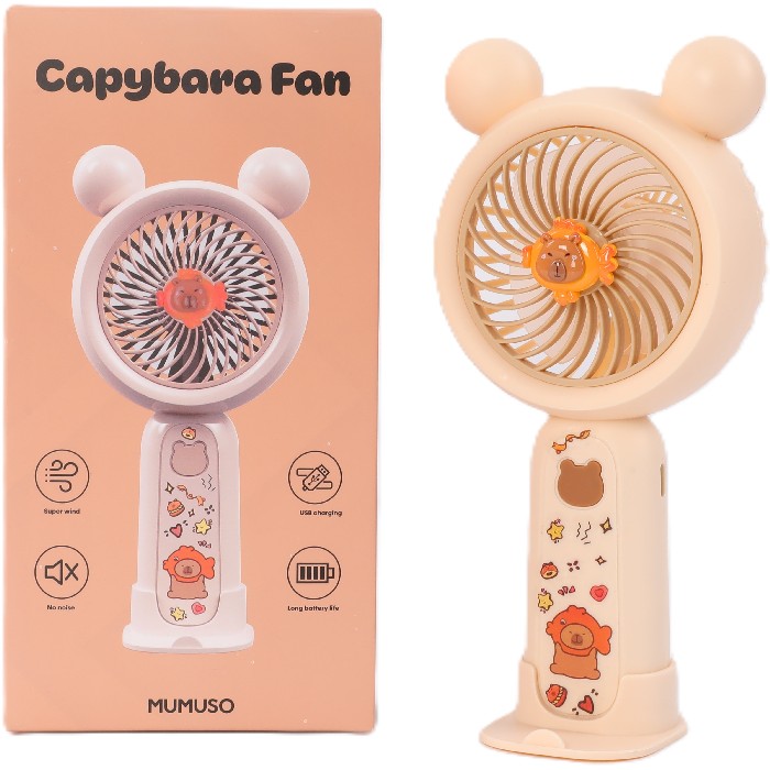 small-appliances/cooling/mumuso-capybara-cartoon-handheld-fan-beige