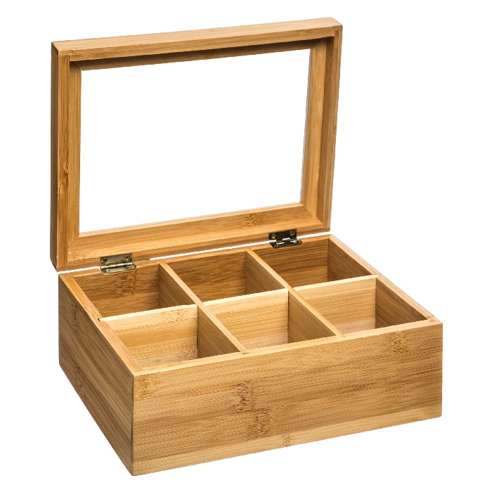 kitchenware/miscellaneous-kitchenware/5five-bamboo-tea-box-with-6-compartments-22cm-x-16cm-x-9cm