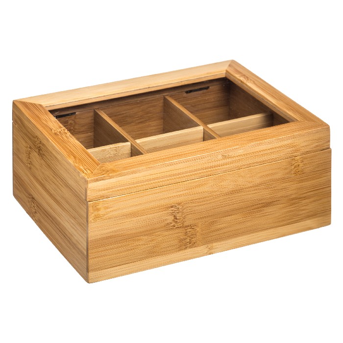 kitchenware/miscellaneous-kitchenware/5five-bamboo-tea-box-with-6-compartments-22cm-x-16cm-x-9cm