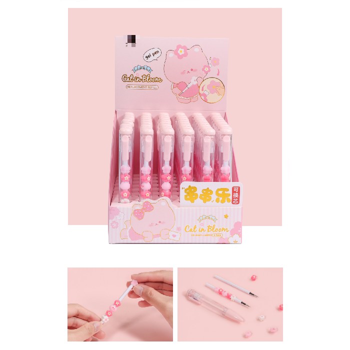 kids-and-stationery/stationery/mumuso-stress-relief-gel-pen-with-kitten-cherry-blossom-beads