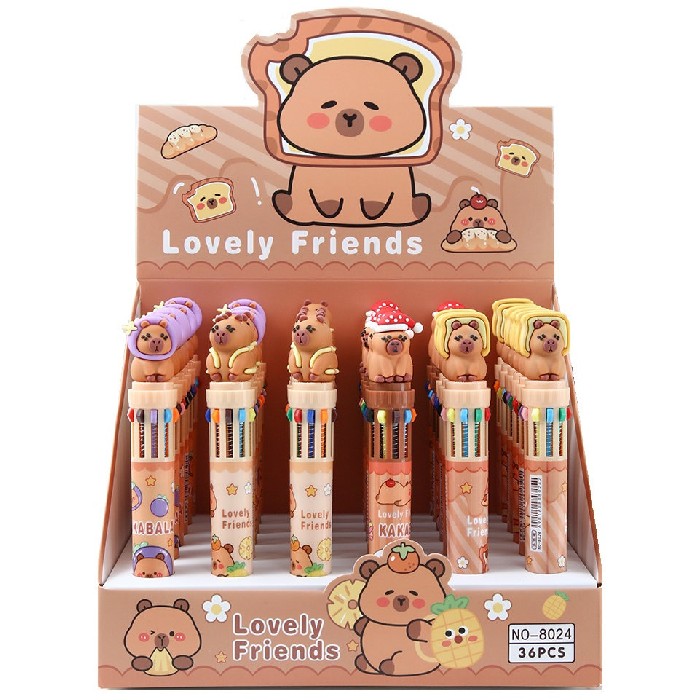 kids-and-stationery/stationery-pencils-pens-markers/mumuso-capybara-10-colour-ballpoint-pen-4-assorted