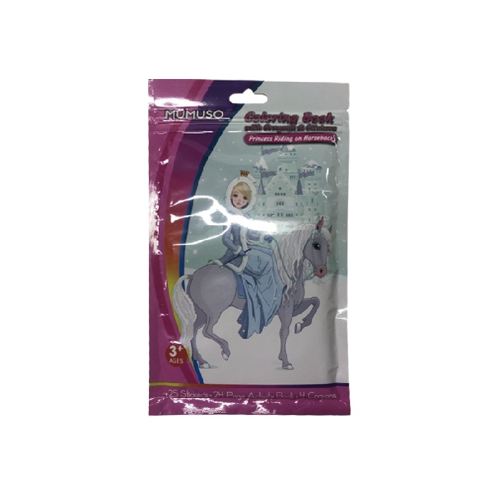 kids-and-stationery/stationery/mumuso-coloring-book-with-crayons-stickers-princess-riding-on-horseback
