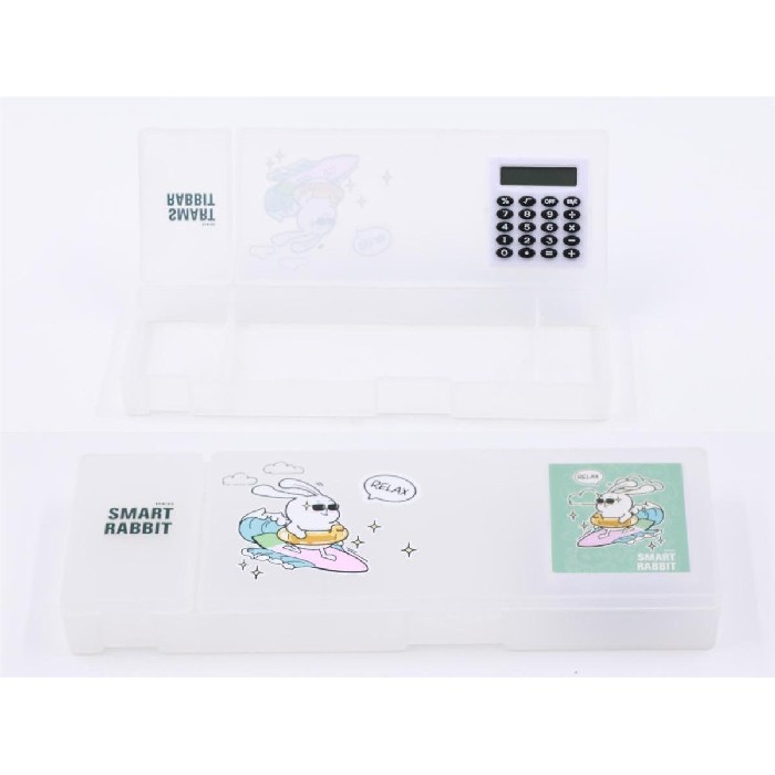 kids-and-stationery/stationery/mumuso-2-compartment-pencil-case-with-calculator-smart-rabbit