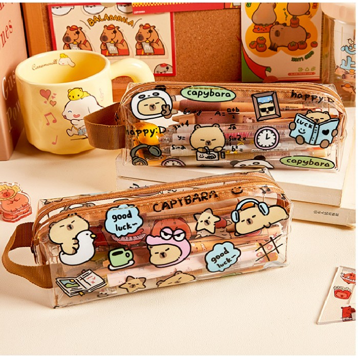 kids-and-stationery/stationery/mumuso-clear-pencil-case-cute-capybara