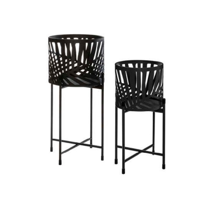 home-decor/indoor-pots-plant-stands/atmosphera-leaf-metal-pot-with-stand-set-of-2